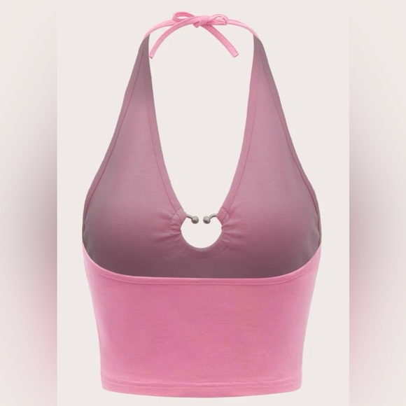 Heart-ring Detail Tied Backless Halter Top - Picture 3 of 3